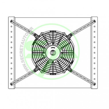 Support plastique + barrette métallique pour fixation de ventilateur Spal