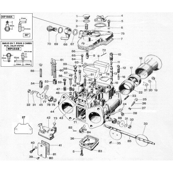 Pièces détachées carburateur Weber 40/45 DCOE au détail